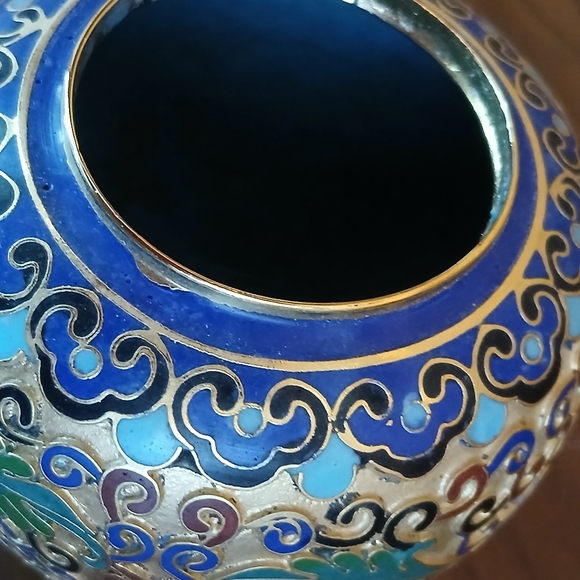 Vintage Chinese Cloisonné Vase Ginger Jar - Picture 11 of 12
